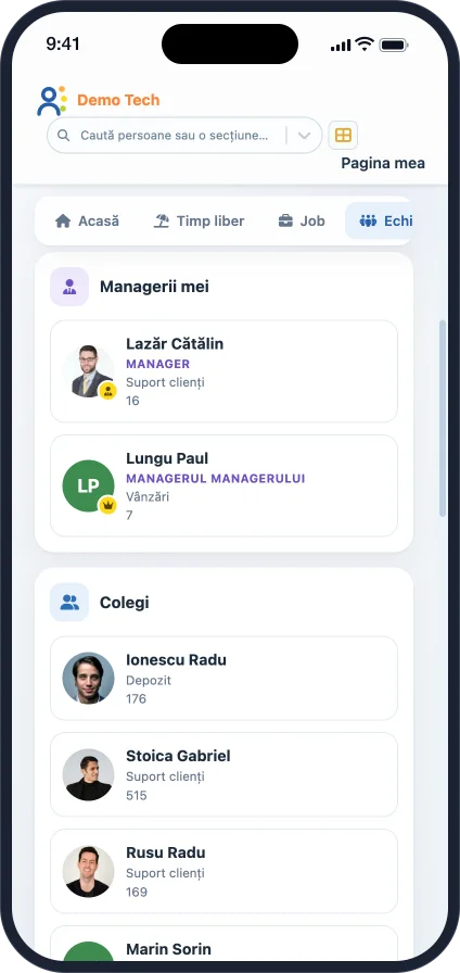 My Image pe telefon: managerii și colegii de echipă